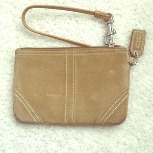 Tan Suede Coach Wristlet